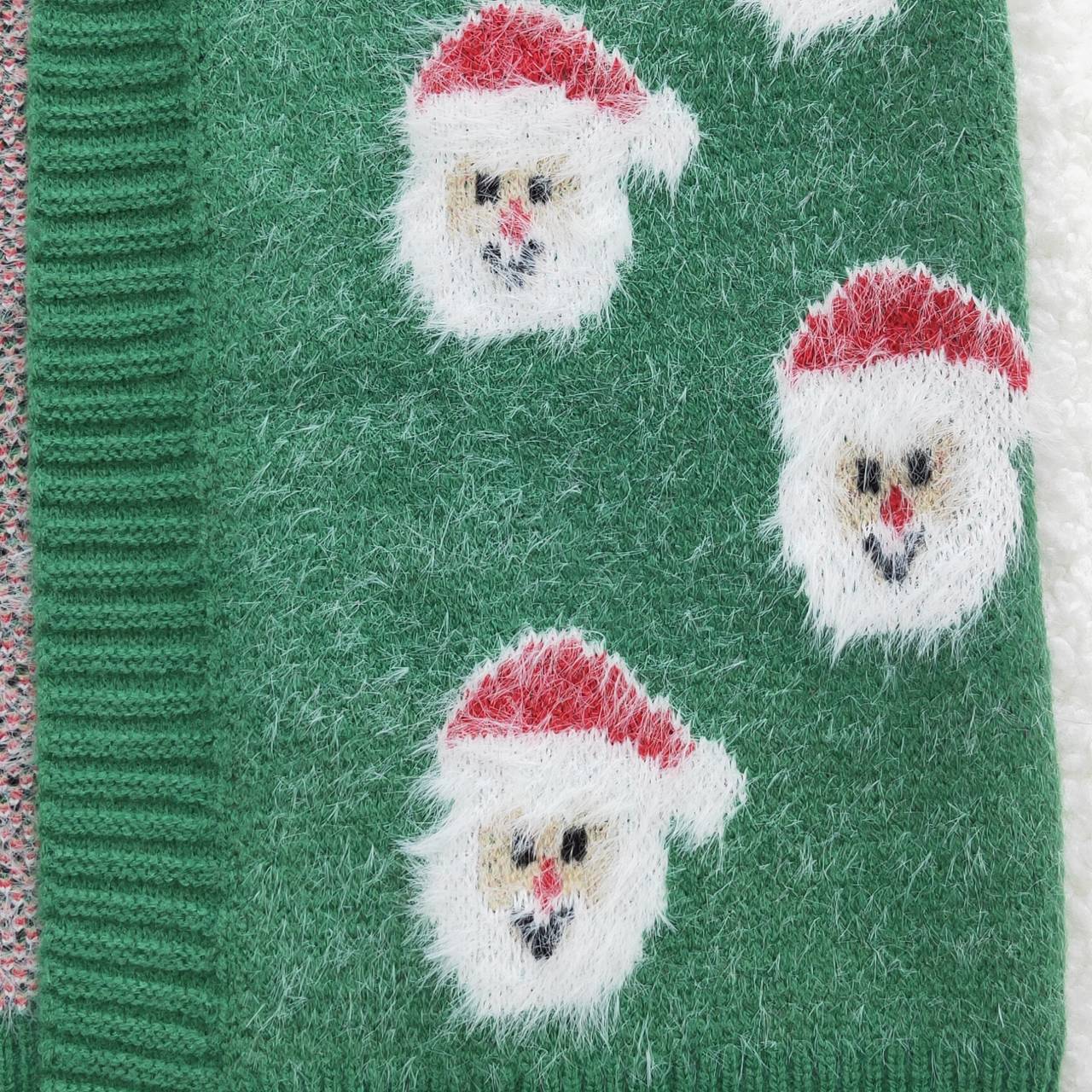 GT0357 Green Christmas Santa Baby Girls Sweater Cardigan