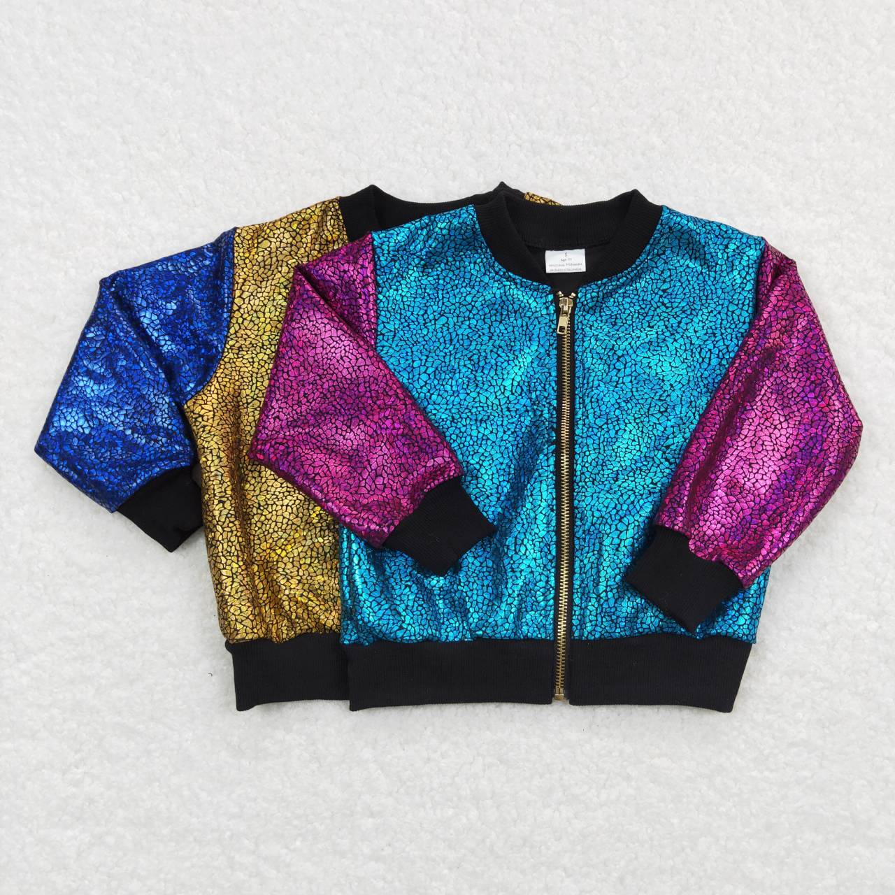 BT0292 Shining Long Sleeve Pink Blue Fall Sparkle Jackets