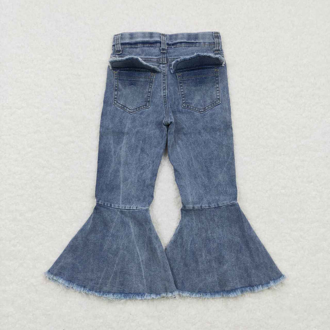 P0325 Light Blue Denim Bell Bottom Jeans Pockets Fall Pants