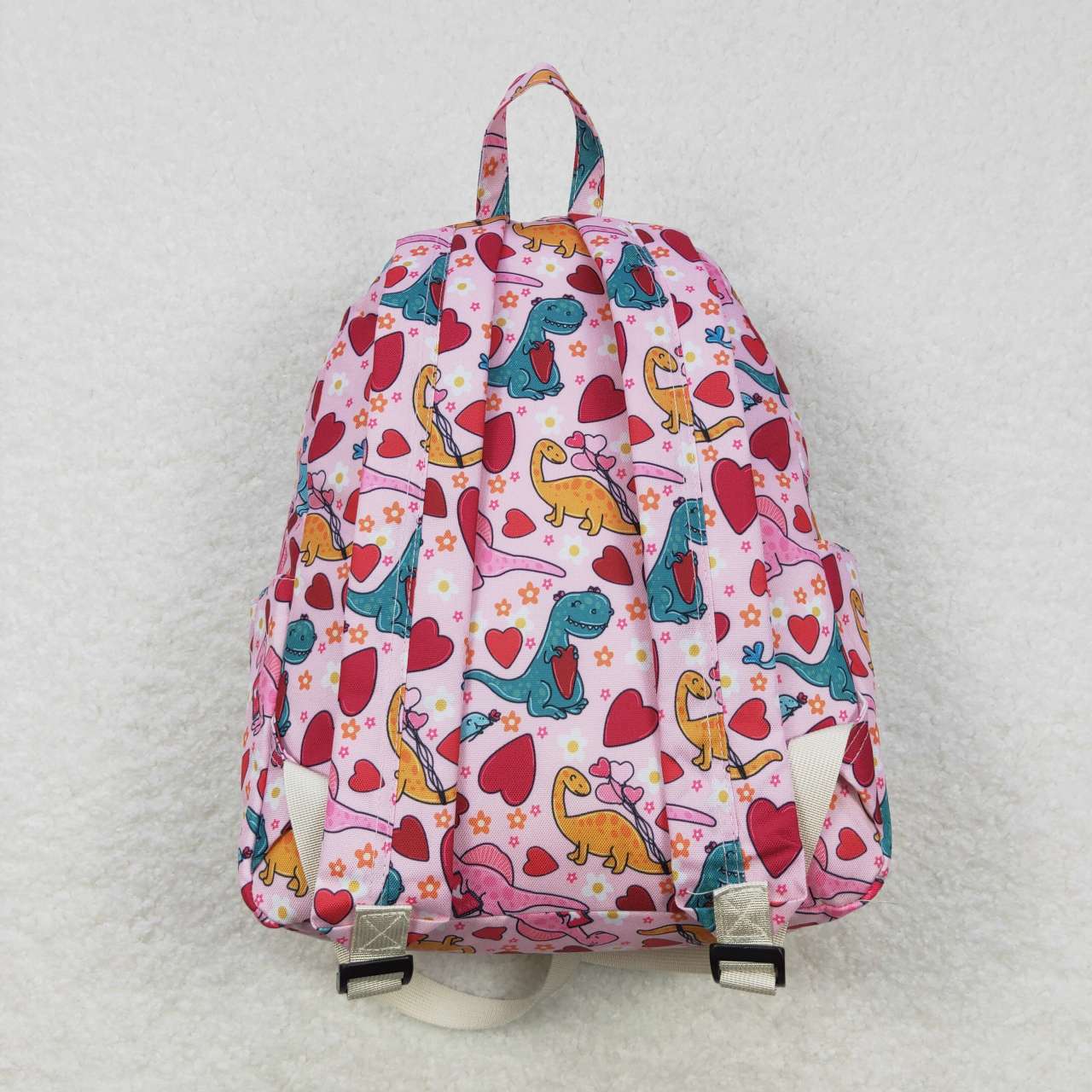 BA0154 Girls Bag Colorful Dinosaur Heart Print Valentine's Day Backpack