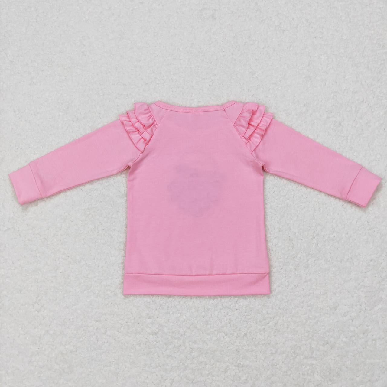 GT0369  Pink Santa Embroidery Print Girls Christmas Tee Shirt Top