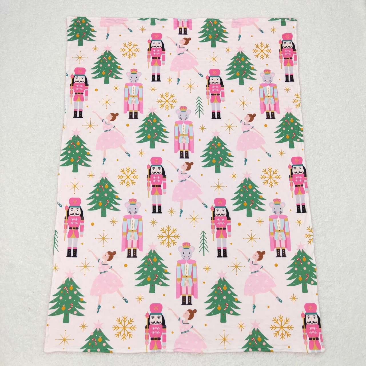 BL0086 Christmas Soldier Print Pink Minky Baby Blanket
