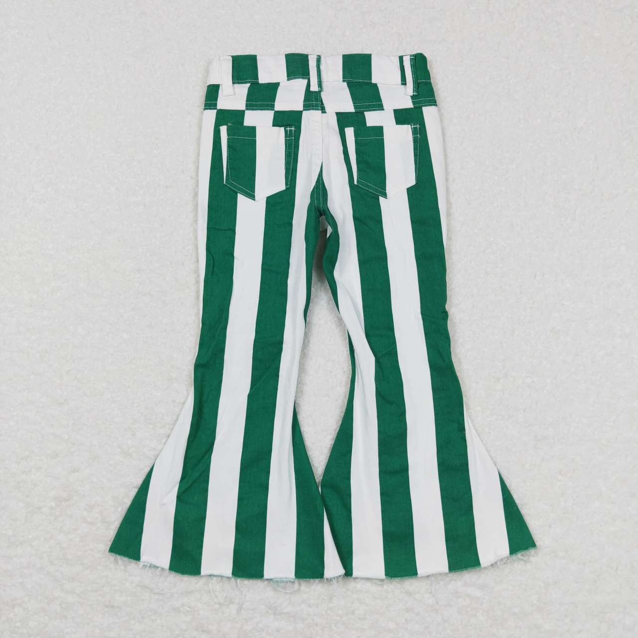 P0330 Green Stripes Denim Bell Bottom Jeans Girls Pants