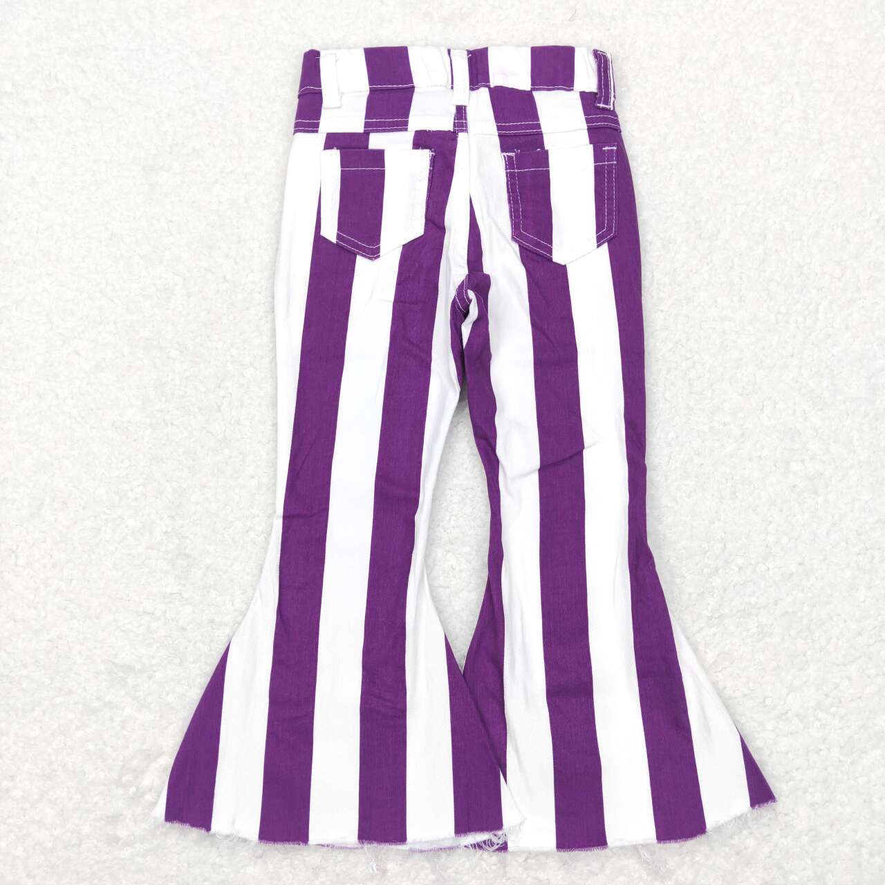 P0331 Purple Stripes Denim Bell Bottom Jeans Girls Pants