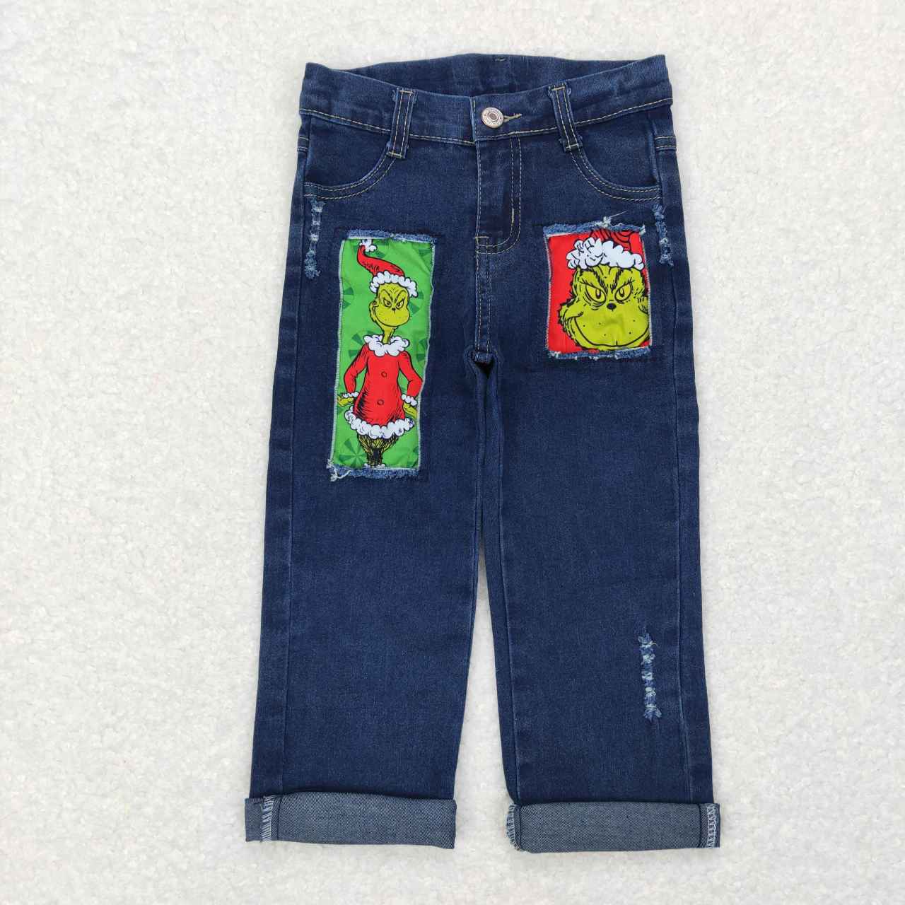 P0207 Christmas Frog Hole Blue Denim Boys & Girls Jeans Pants