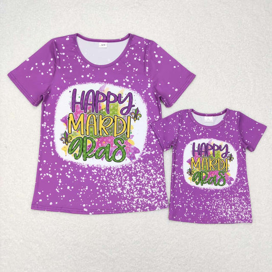 GT0377 Adult Purple Happy Mardi Gras Woman Tee Shirts Top