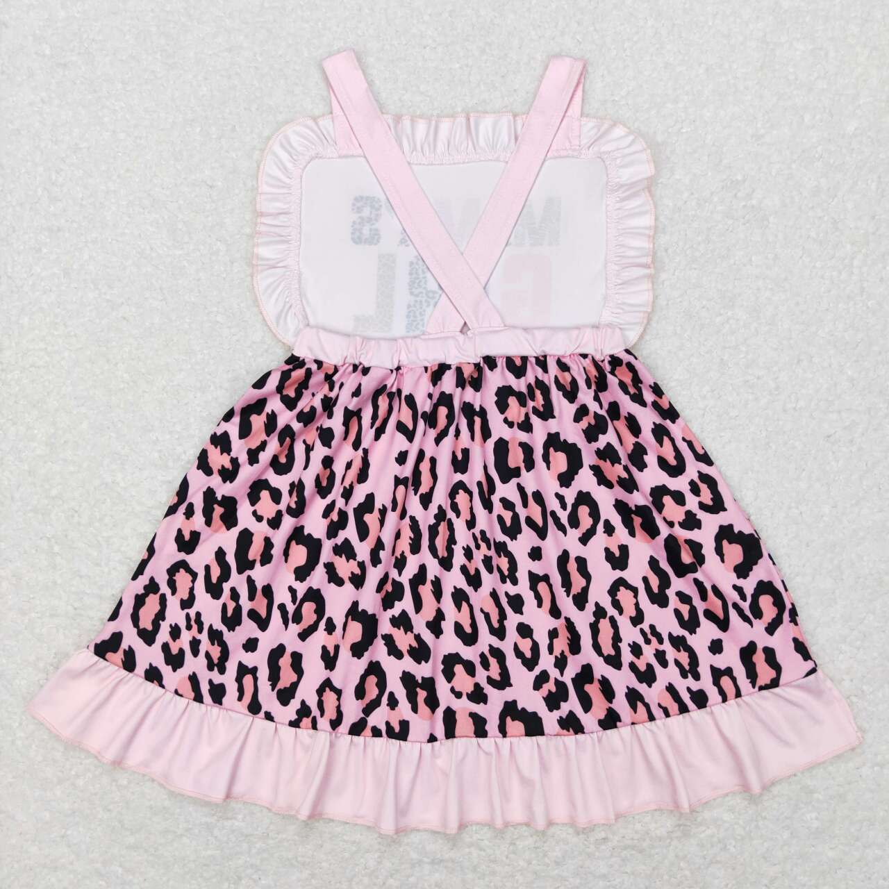 GSD0555 MAMA'S Girl Pink Leopard Print Girls Knee Length Dress