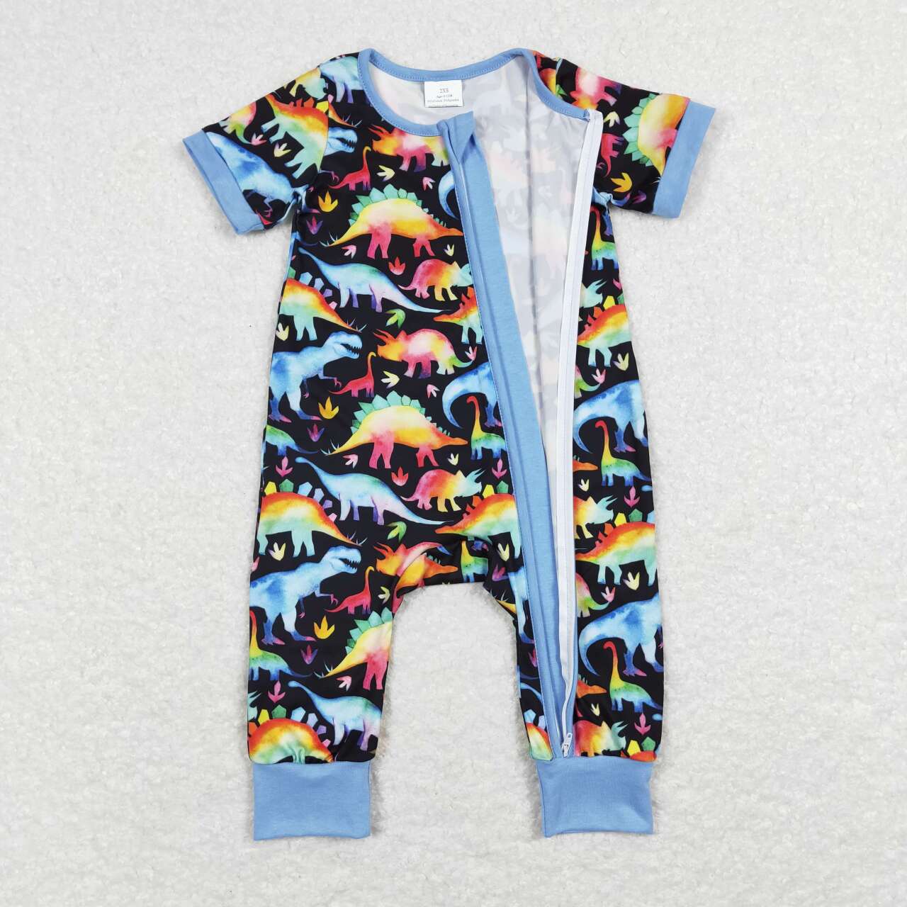 SR0506 Colorful Dinosaur Print Baby Boys Zipper Romper