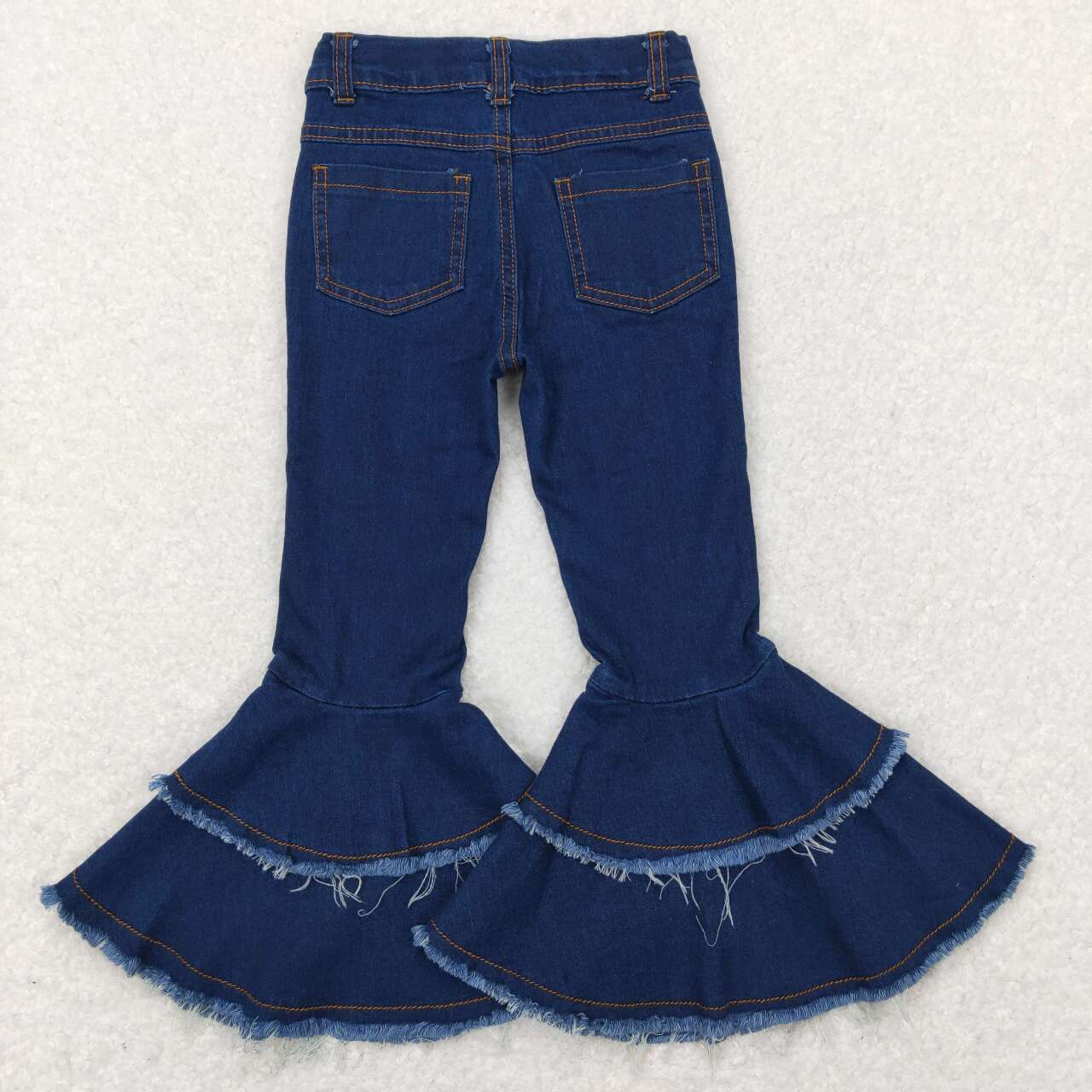 C12-9 Blue Hole Denim Girls Bell Bottom Jeans