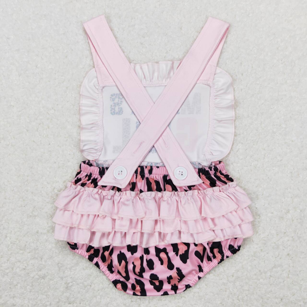 SR0596 MAMA'S Girl Pink Leopard Print Baby Girls Bubble Romper