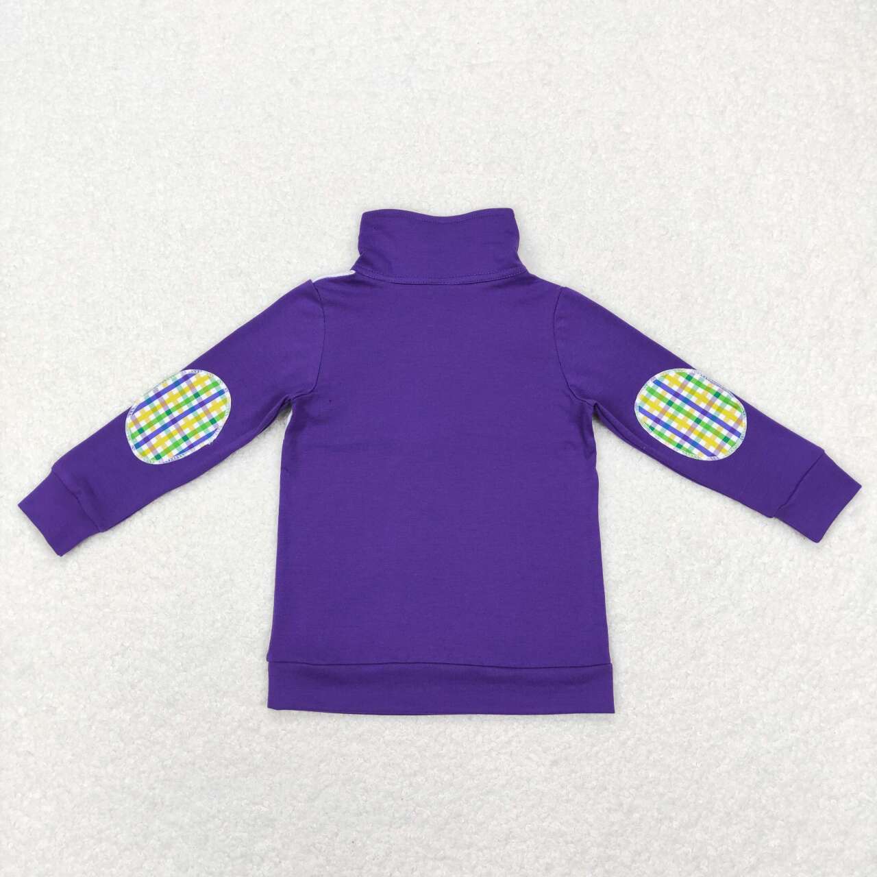 BT0492 Purple Mardi Gras Dog Print Boys Pullover Zipper Tee Shirt Top