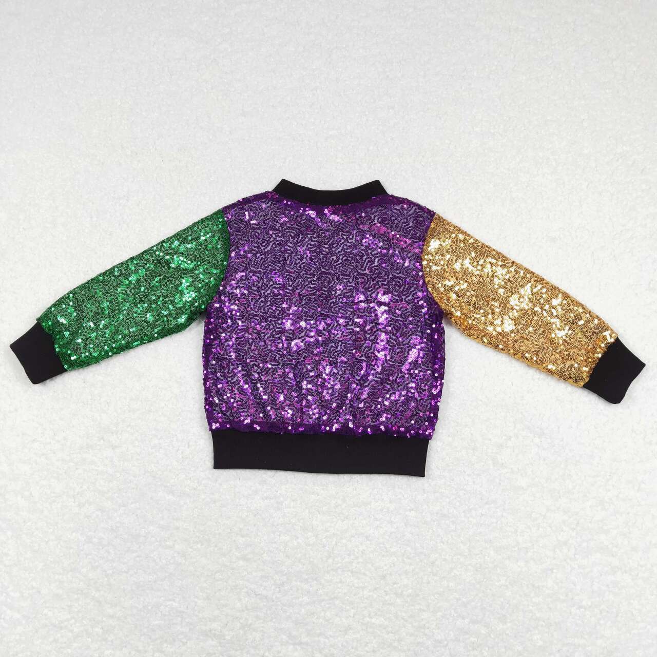 BT0451 Purple Yellow Green Zipper Sequin Jacket Top Kids Mardi Gras Clothes