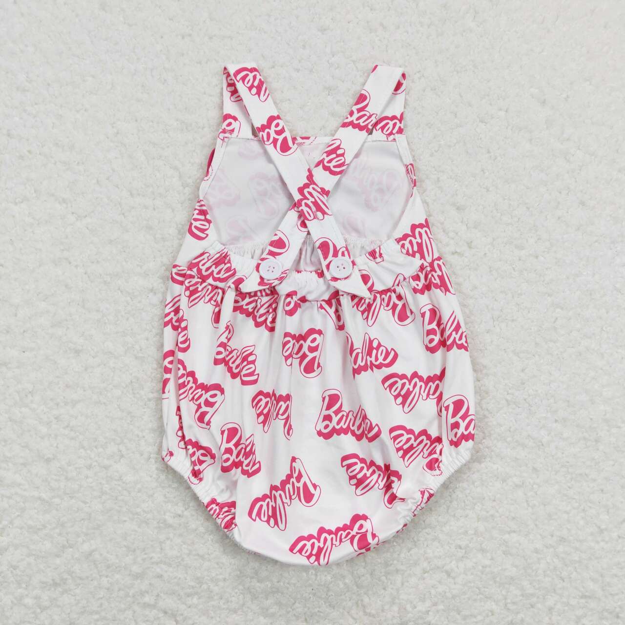 SR0845  Pink Bow BA Print Baby Girls Summer Romper