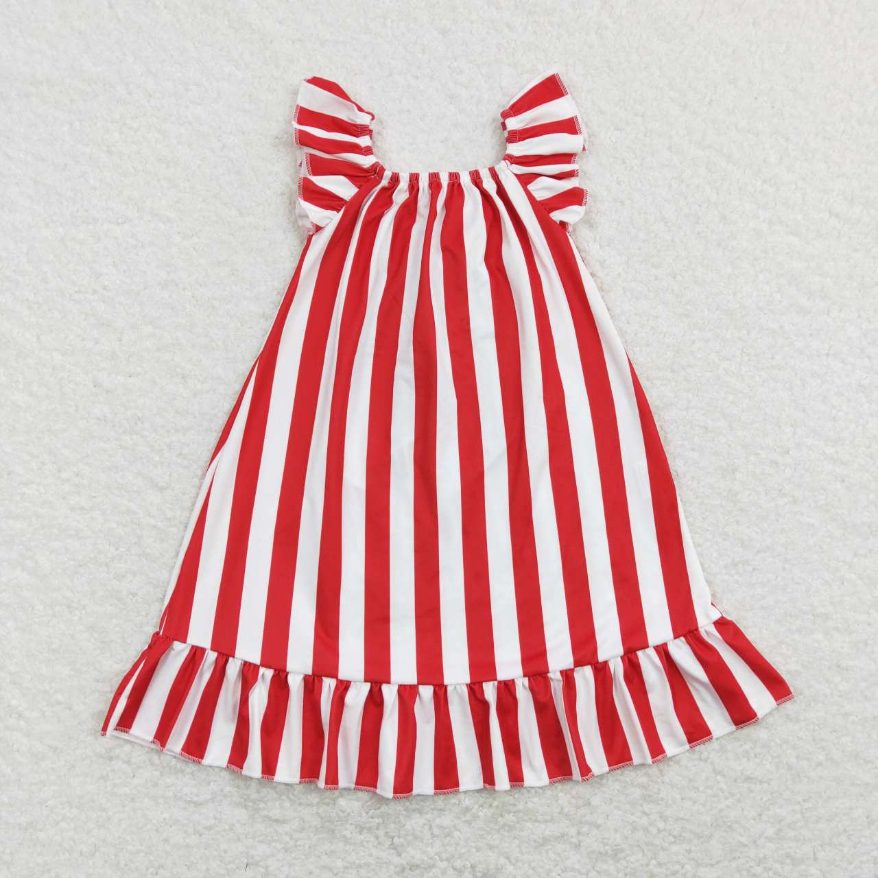 GSD0675 Red Stripes Star Print Bow Girls 4th of July Knee Length Dress