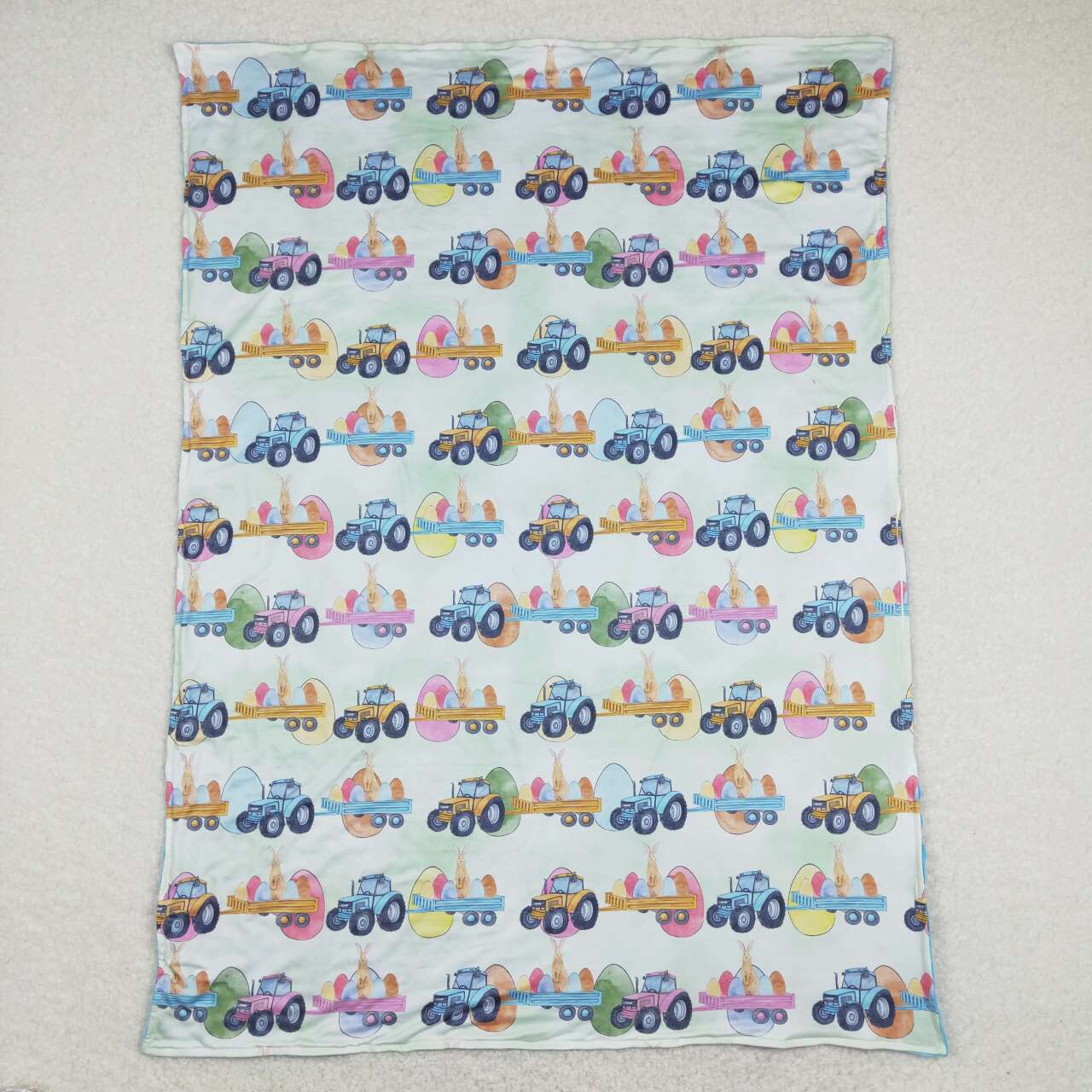 BL0117  Tractors Eggs Bunny Print Kids Easter Blanket