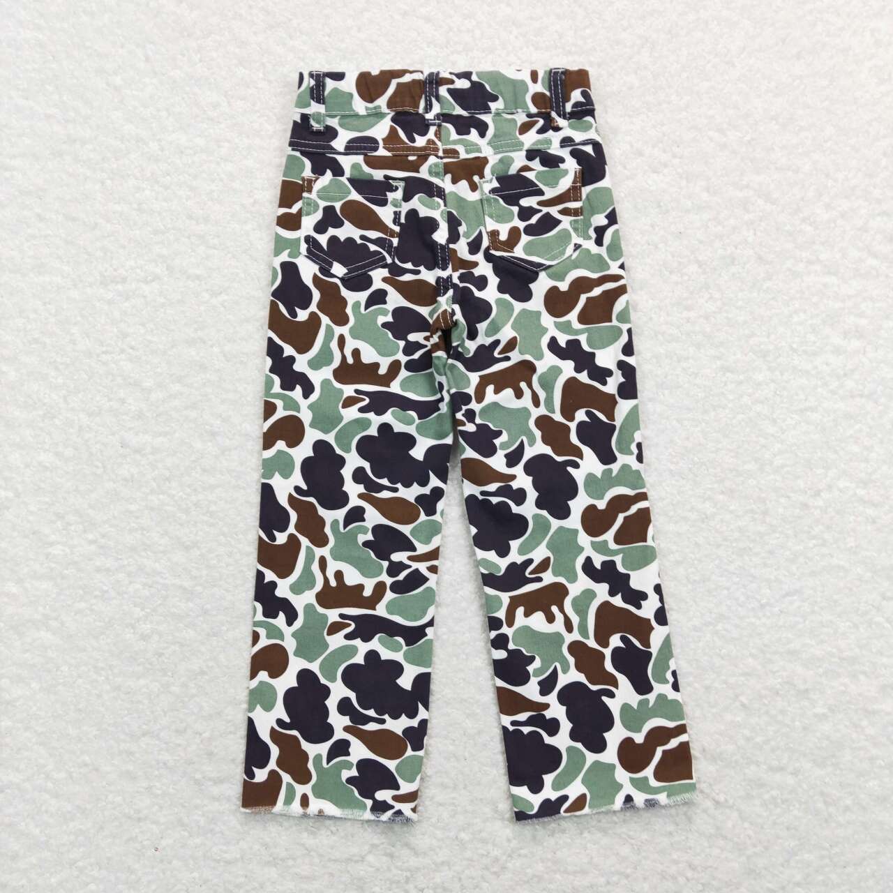 P0413 Green Camo Denim Hole Jeans Kids Pants