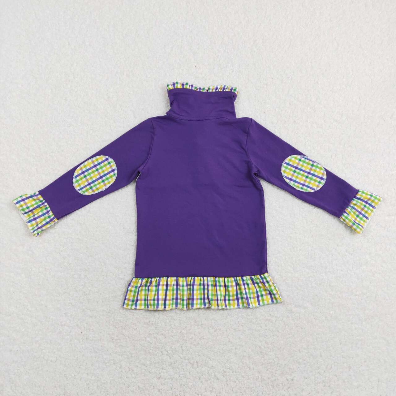 GT0412 Purple Mardi Gras Dog Print Girls Pullover Zipper Tee Shirt Top