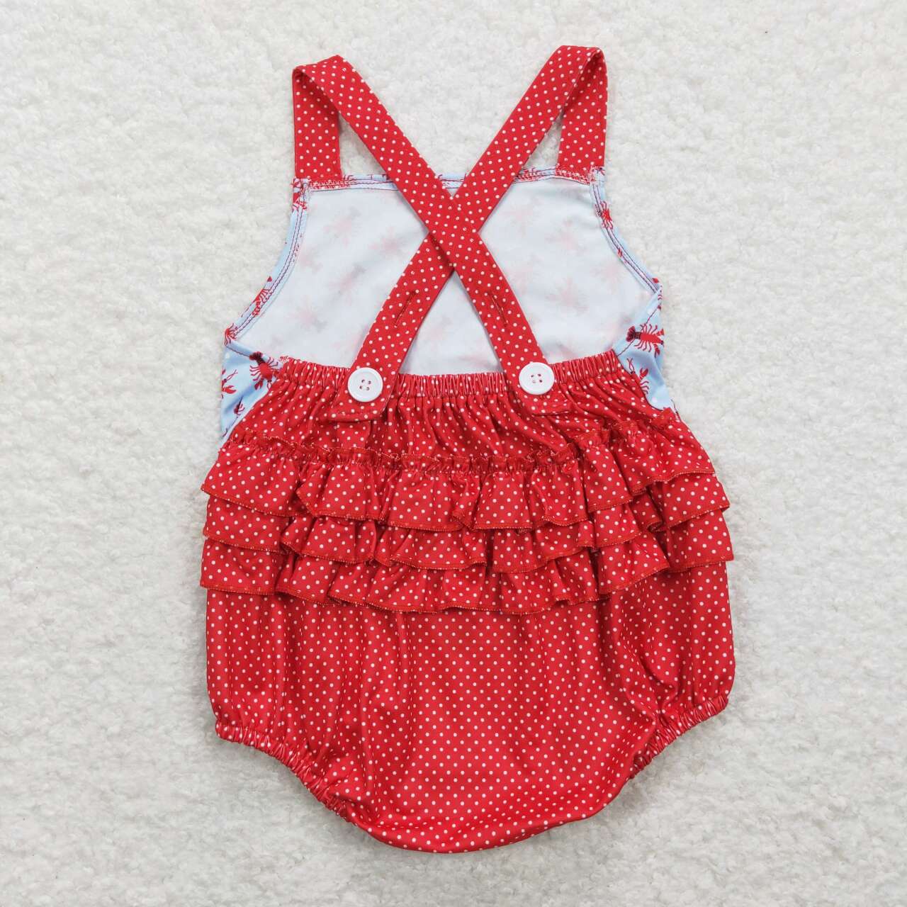 SR0745  Crayfish Print Baby Girls Summer Bubble Romper