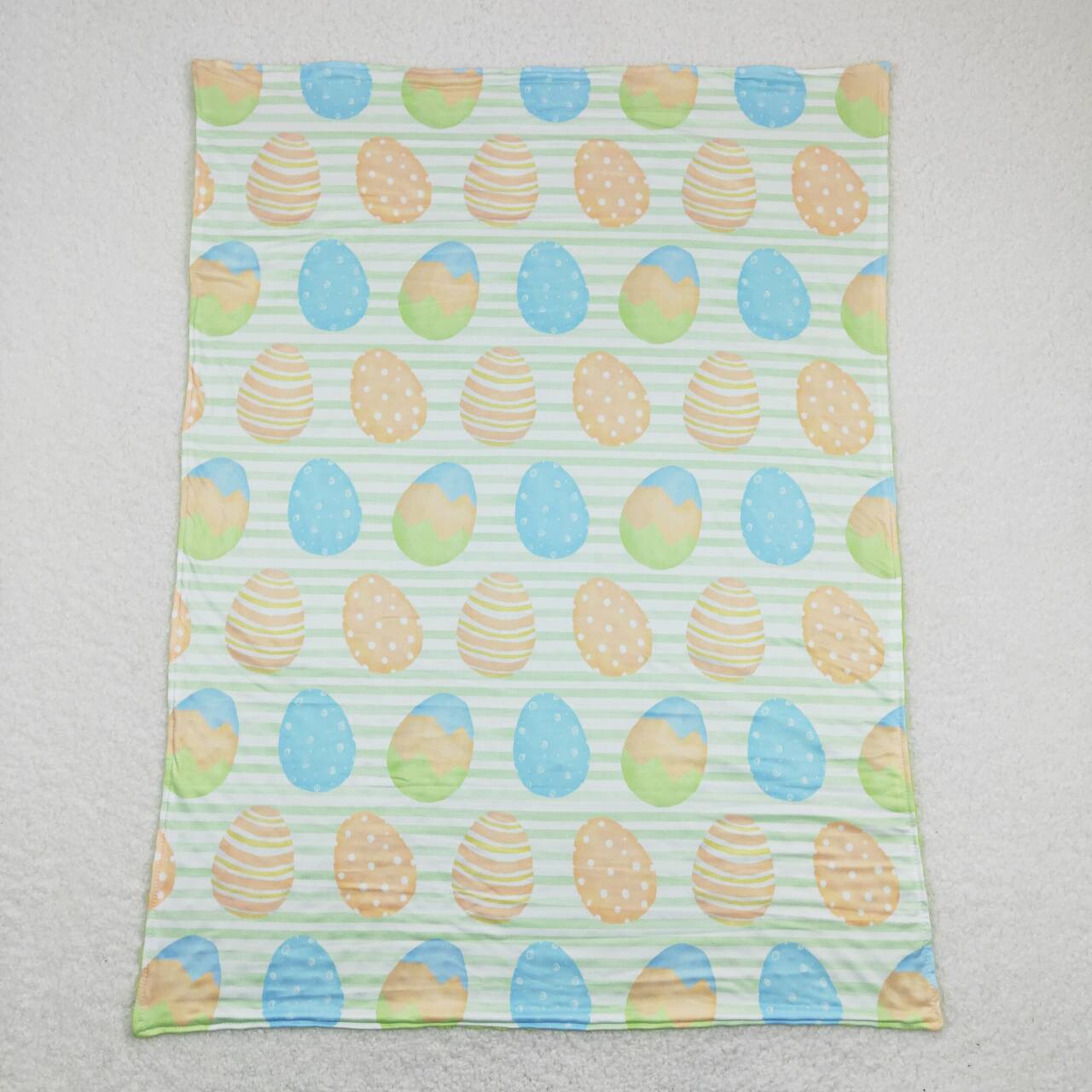 BL0102 Eggs Print Baby Green Minky Easter Blanket