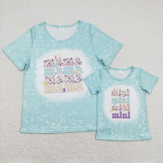 GT0448 Mini Rabbit Print Girls Easter Tee Shirts Top