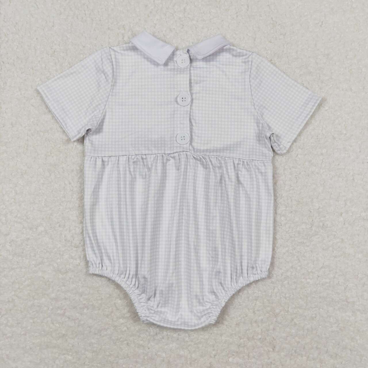 SR0598 Plaid Print Baby Summer Buttons Romper