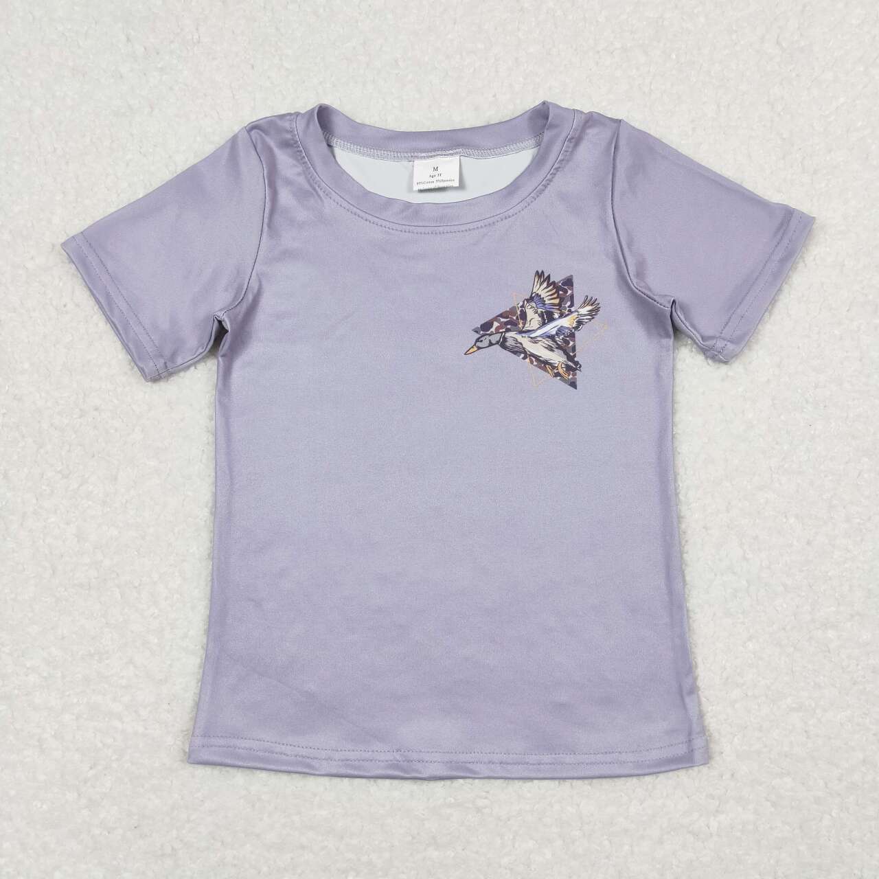 BT0599  Camo Duck Grey Print Boys Summer Tee Shirts Top