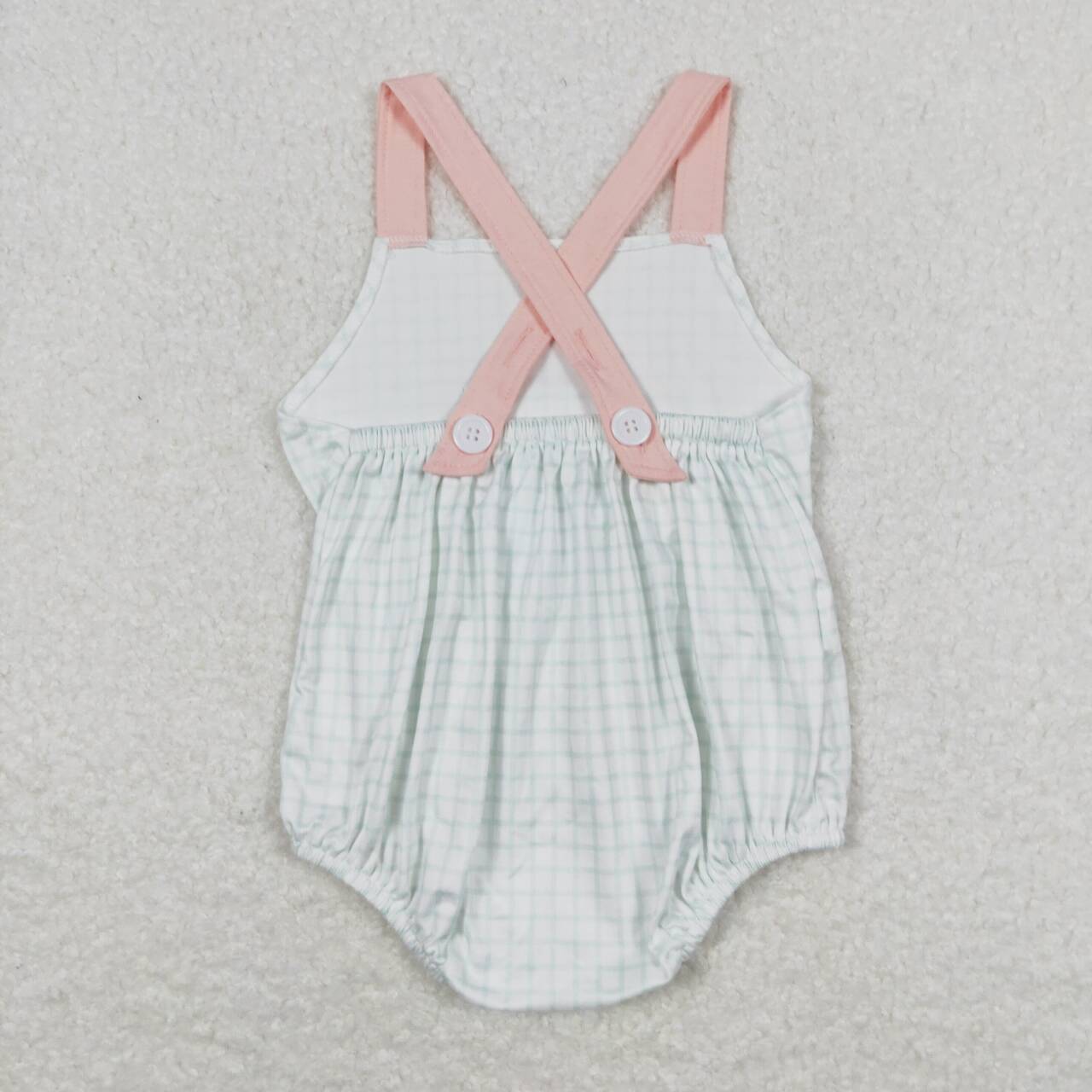 SR1229 Plaid Print Pocket Baby Boys Summer Romper