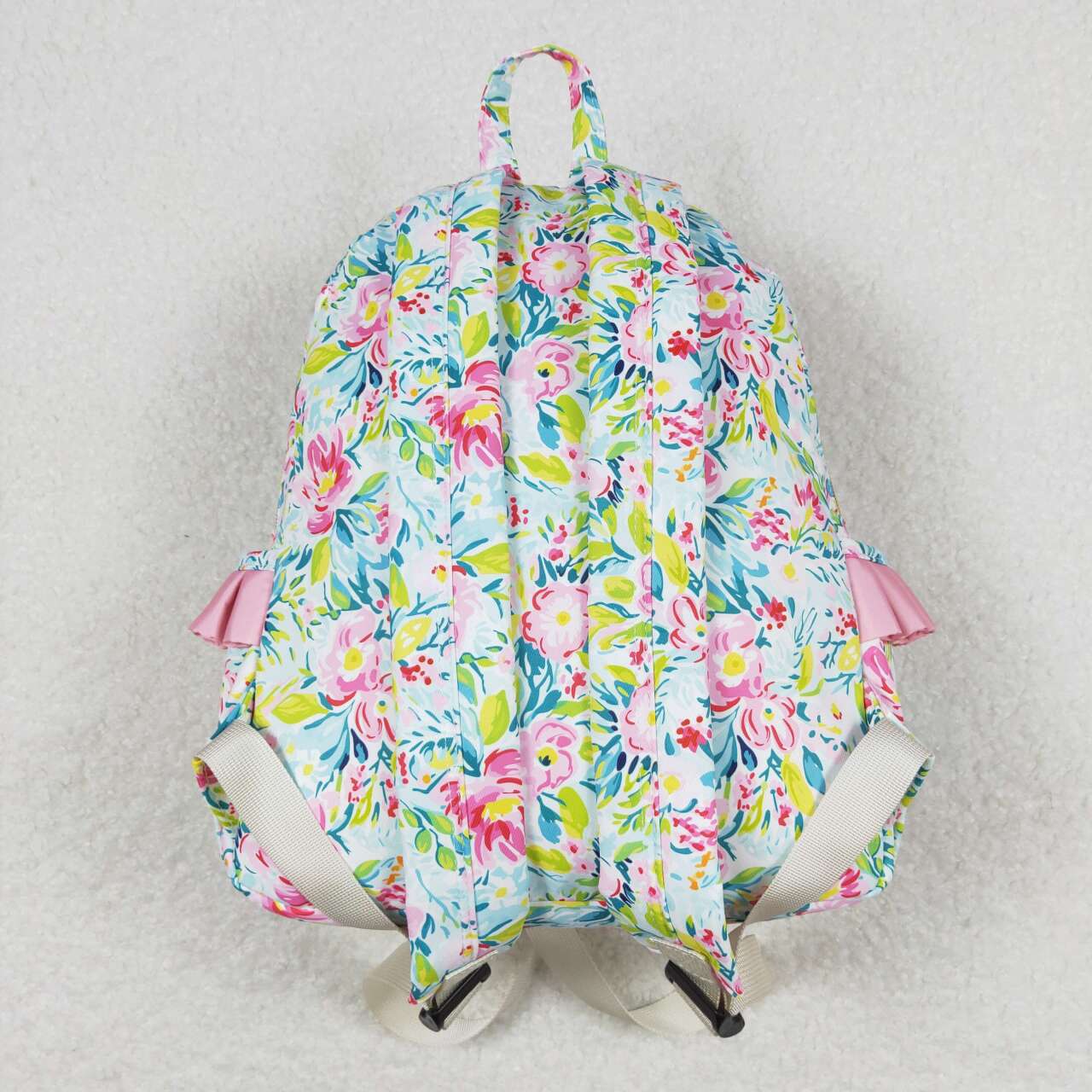 BA0176 Girls Bag Green Flowers Print Backpack