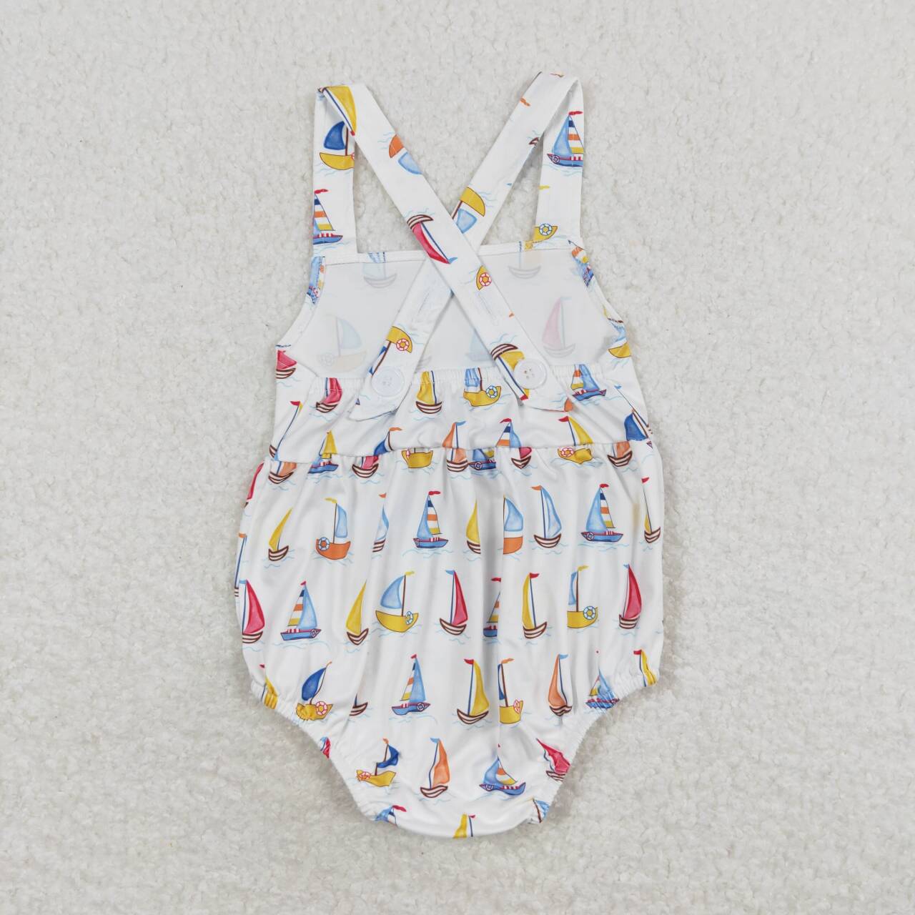 SR1061 Sailboat Print Baby Boys Summer Romper