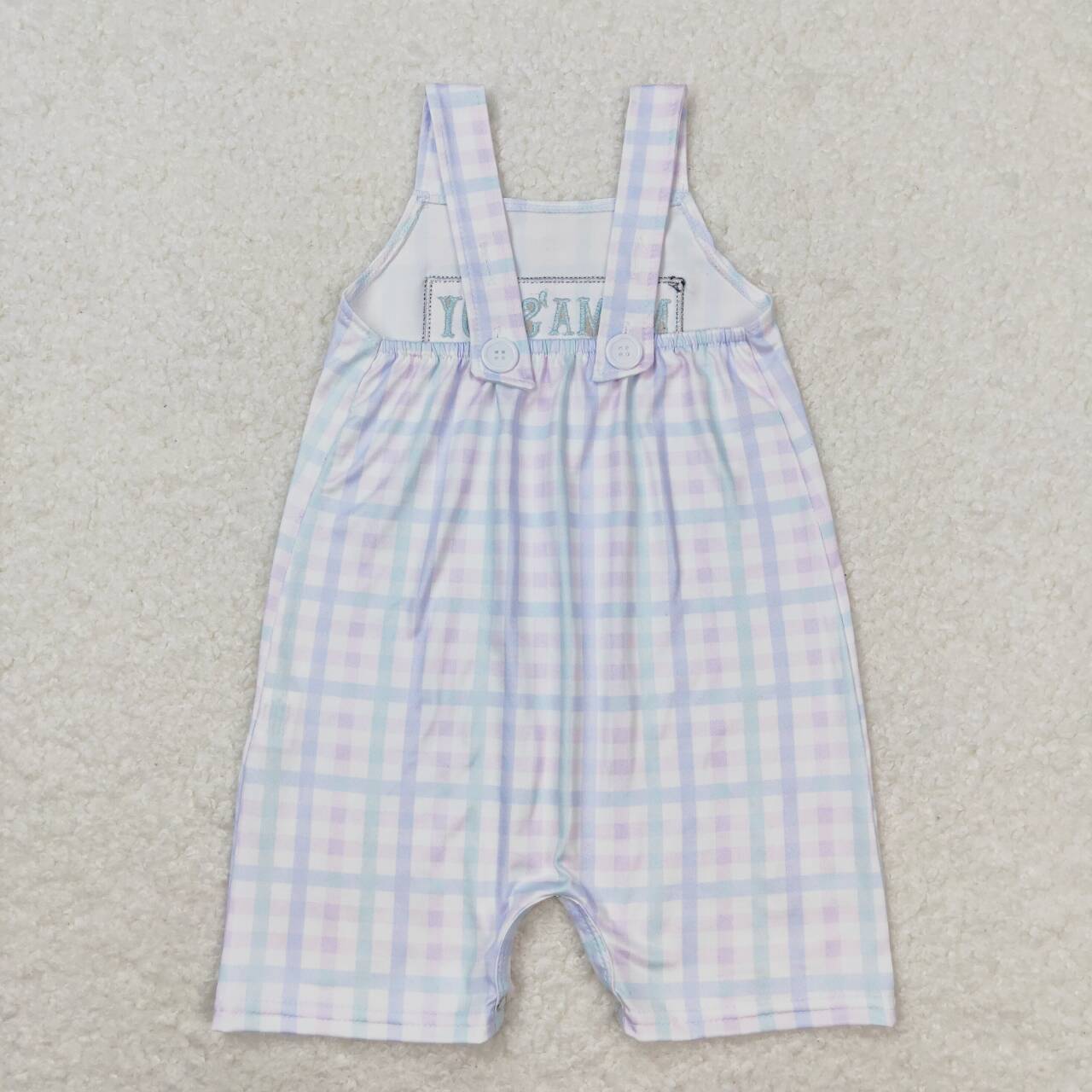 SR1092 MAMA'S BOY Embroidery Plaid Baby Boys Summer Romper