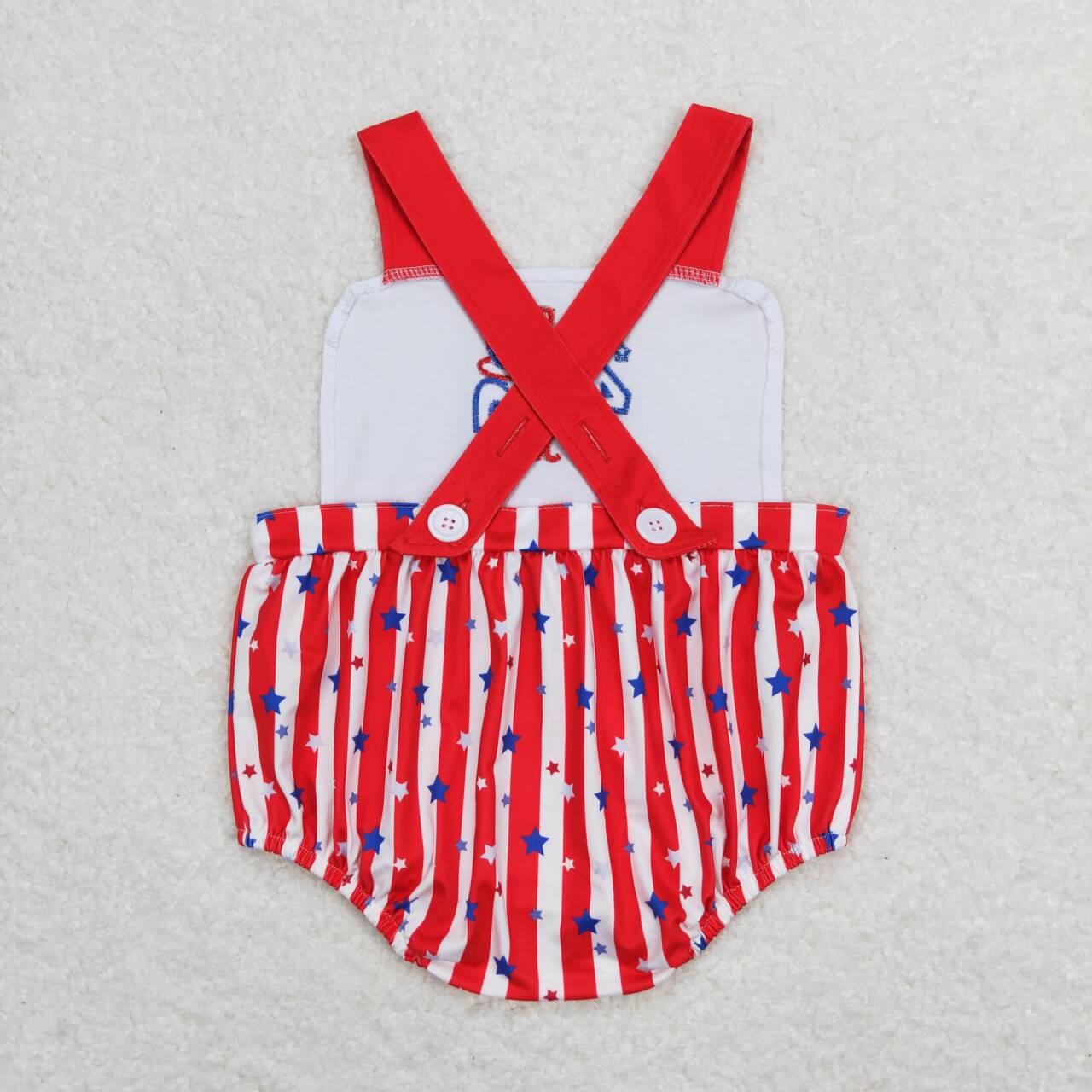 SR0810 4th of July Hat Stars Embroidery Baby Boys Romper