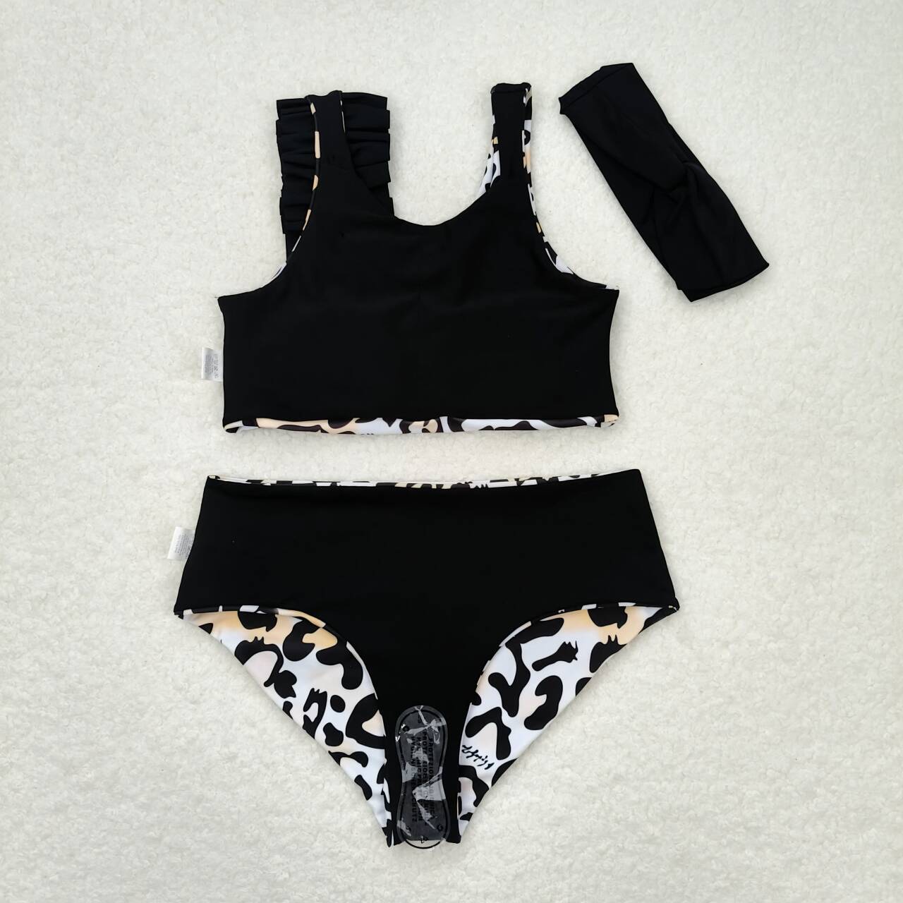 S0223 Leopard Print 3 Pieces Girls Summer Swimsuits