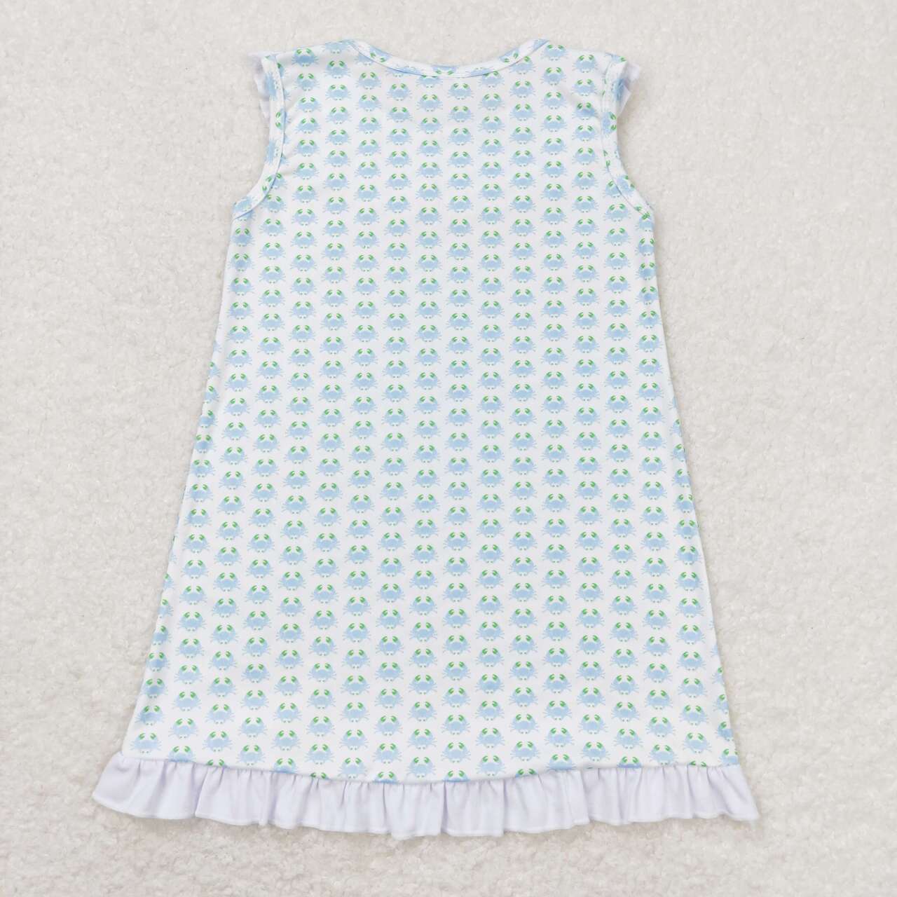 GSD1078  Blue Crab Print Girls Knee Length Summer Dress