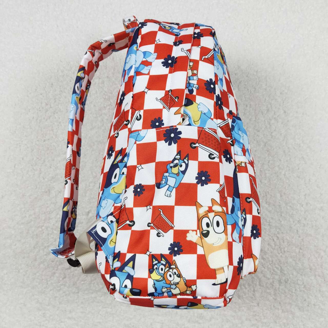 BA0179 Kids Bag Cartoon Dog Red Plaid Print Backpack