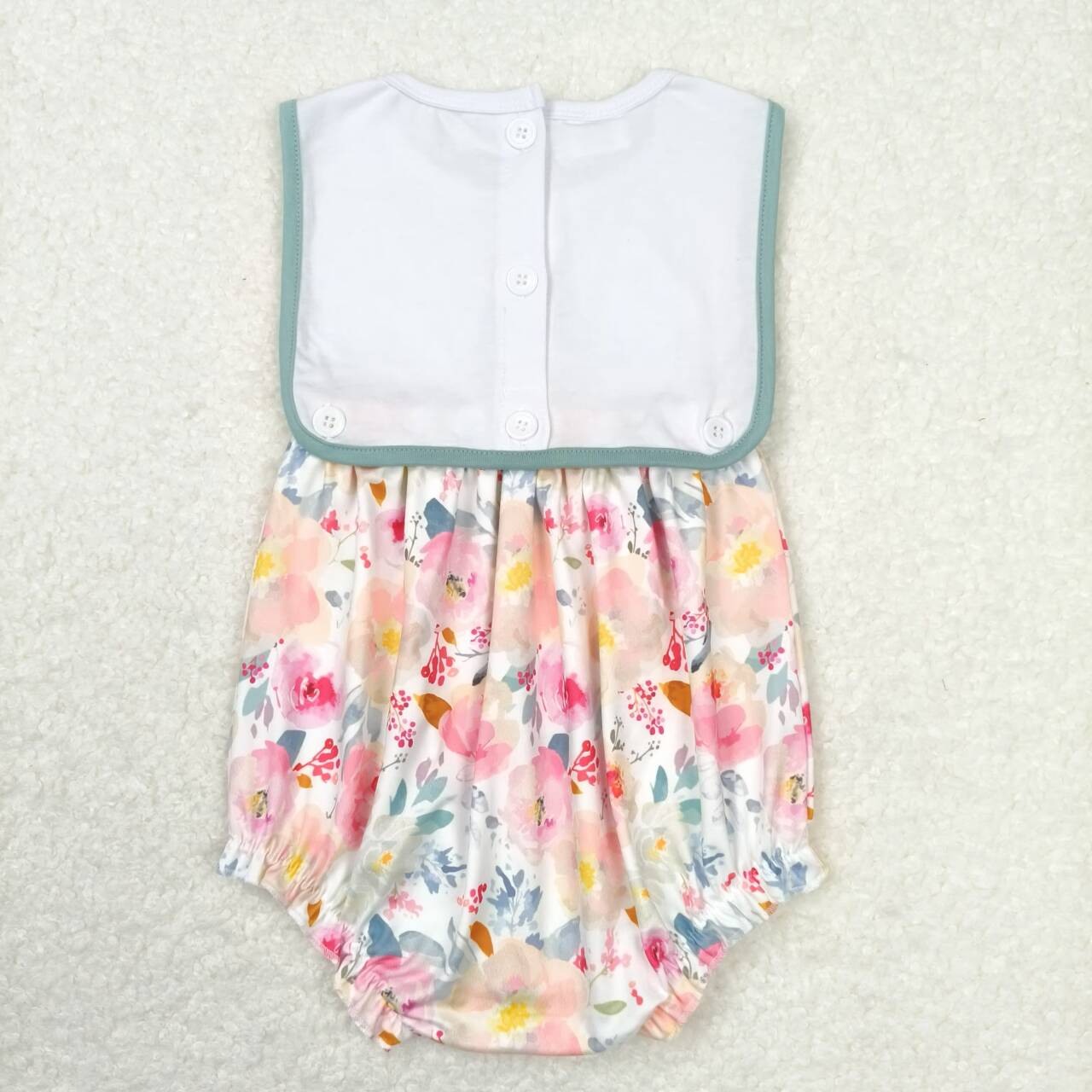 SR0988 I LOVE DAD Embroidery Flowers Print Baby Girls Summer Buttons Romper