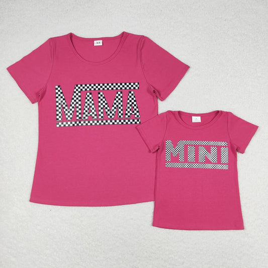 Mom and Me Hot Pink MINI/MAMA Vinyl Summer Tee Shirts Top