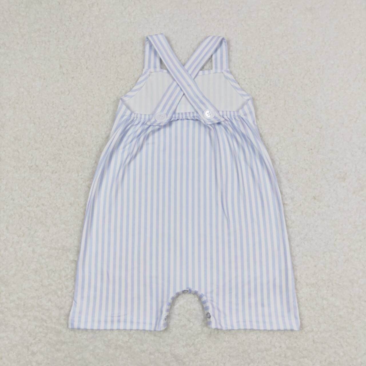SR1362  Blue Stripes Print Pocket Baby Boys Summer Romper