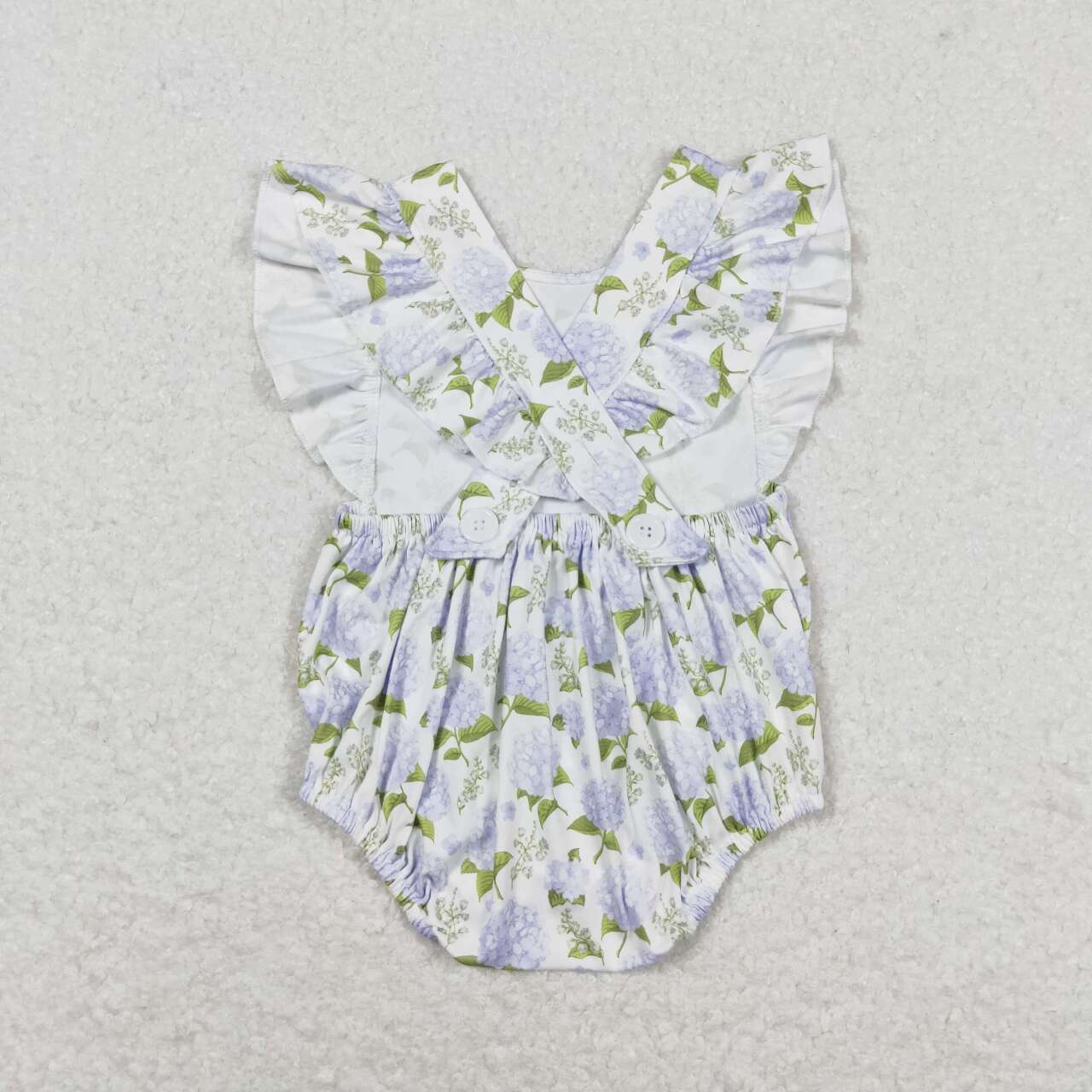 SR1484  Hydrangea Flowers Print Baby Girls Summer Romper