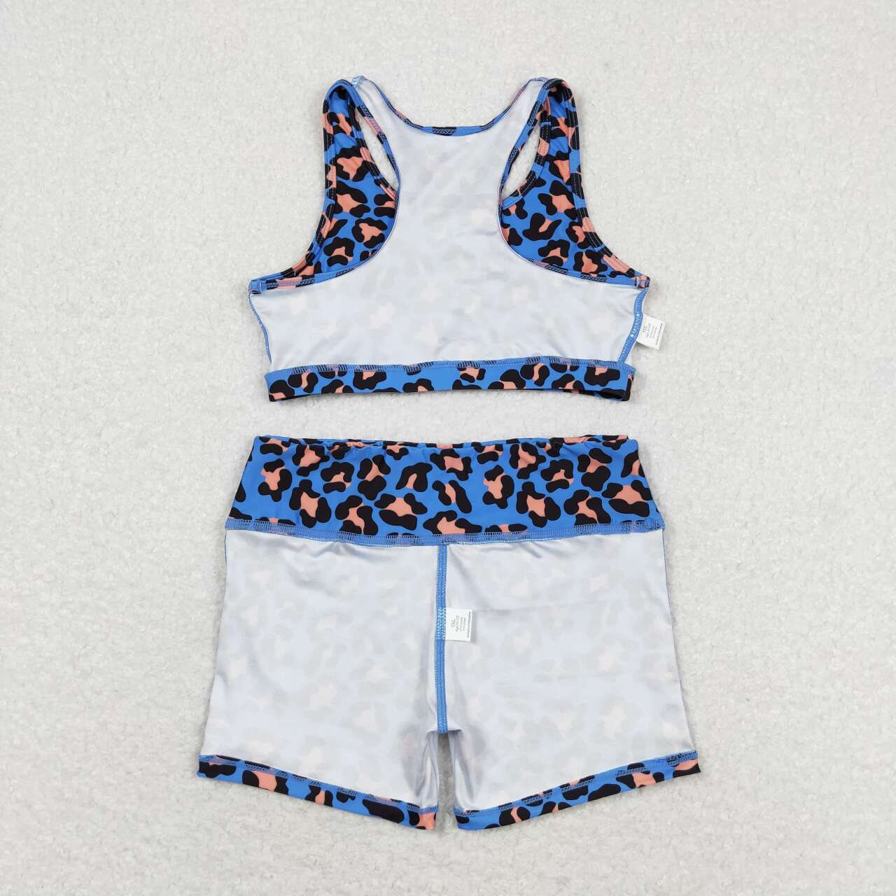 GSSO0901  Blue Leopard Print Girls Summer Clothes Set