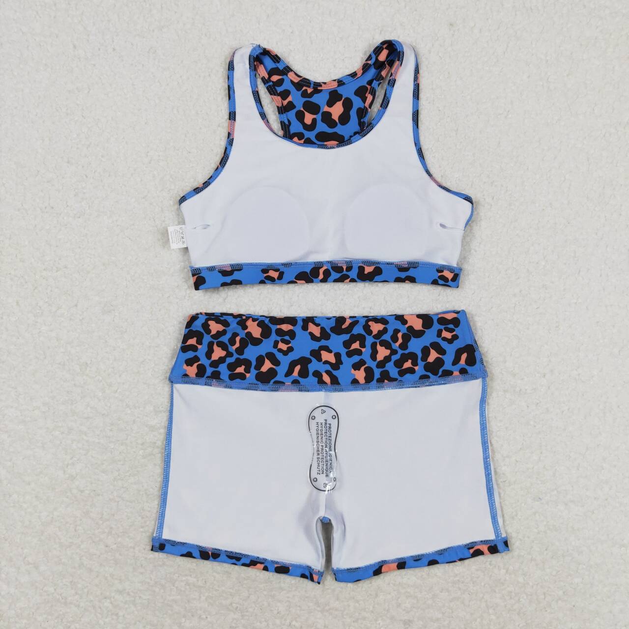 GSSO0901  Blue Leopard Print Girls Summer Clothes Set