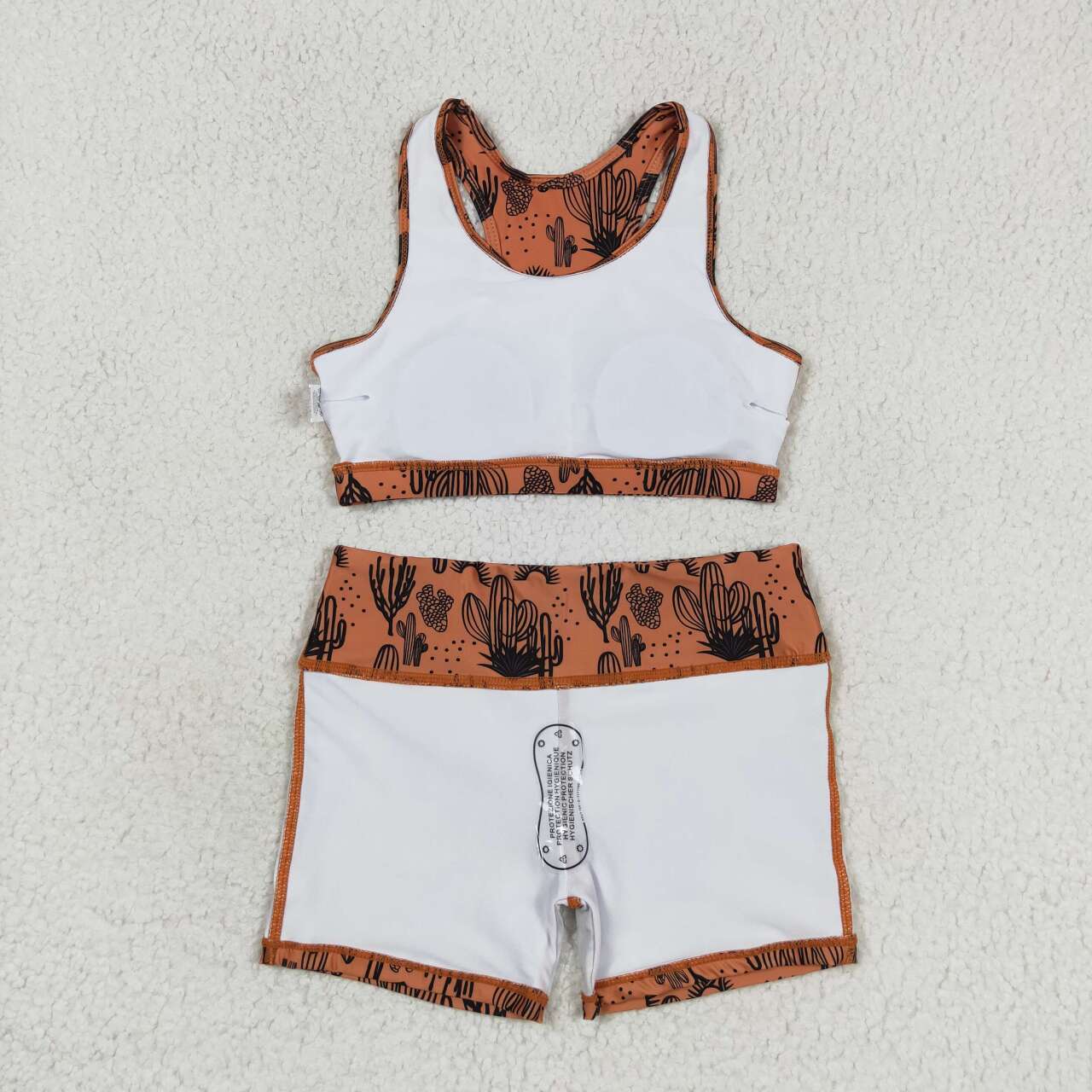 GSSO0902  Brown Cactus Print Girls Summer Clothes Set