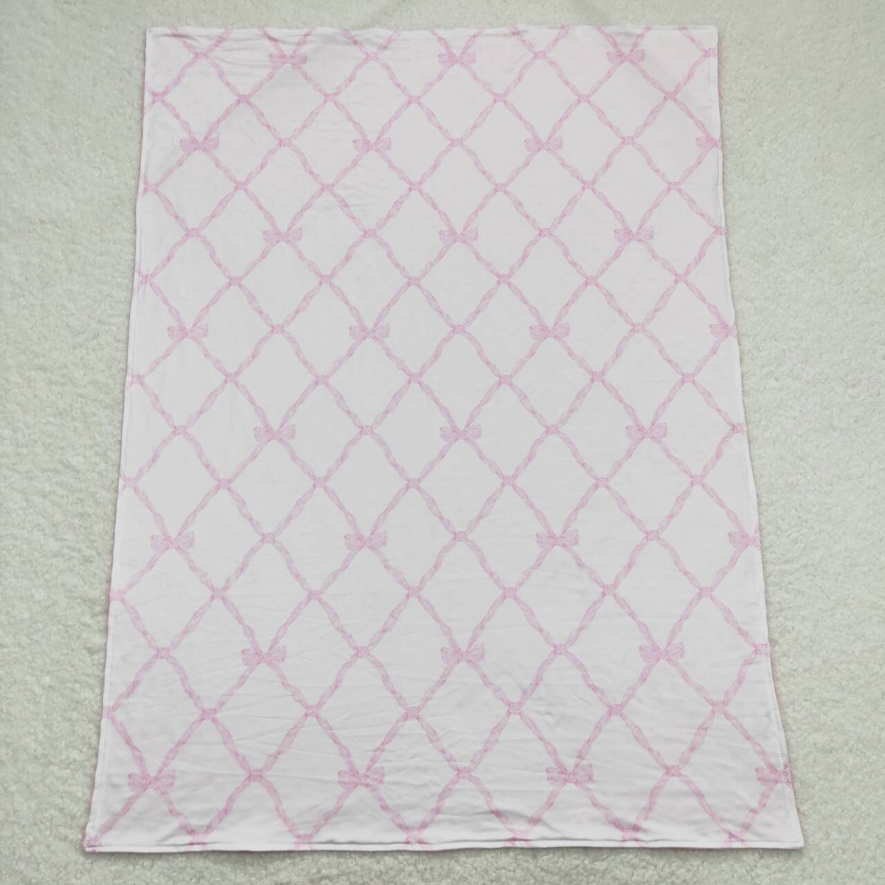 BL0132 Pink Bows Print Baby Girls Blanket