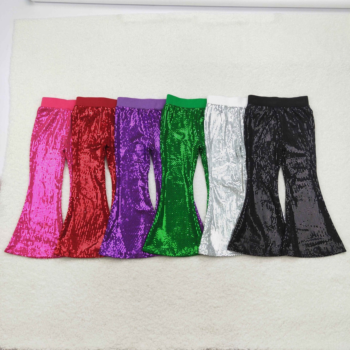 6 Colors Sequins Girls Bell Bottom Pants