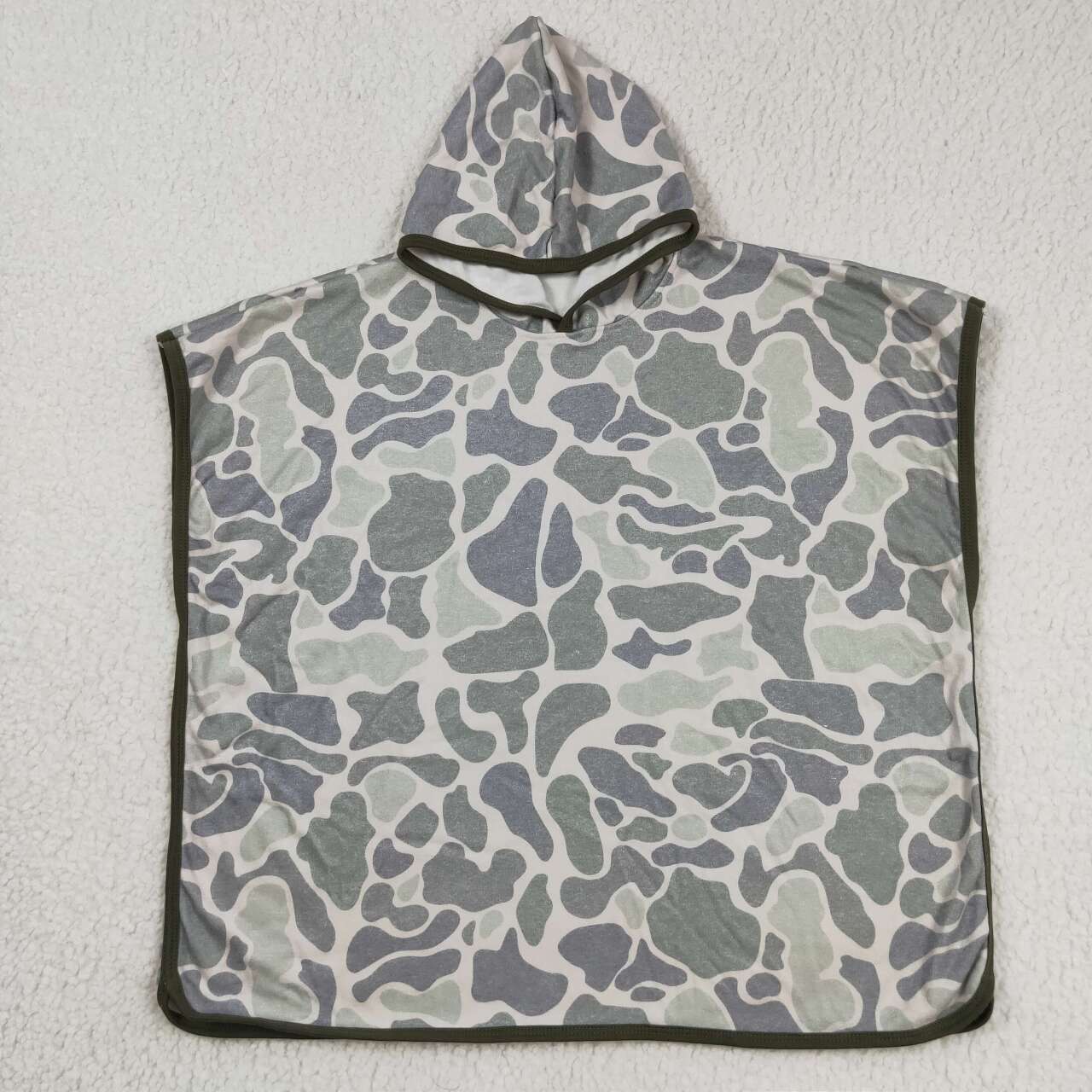 S0326  Green Camo Print Kids Terry Swim Towel Cover Ups