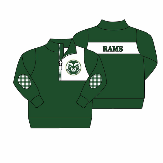 (Custom Design Preorder MOQ 5) Team's RAMS Green Print Boys Pullover Tee Shirts Top