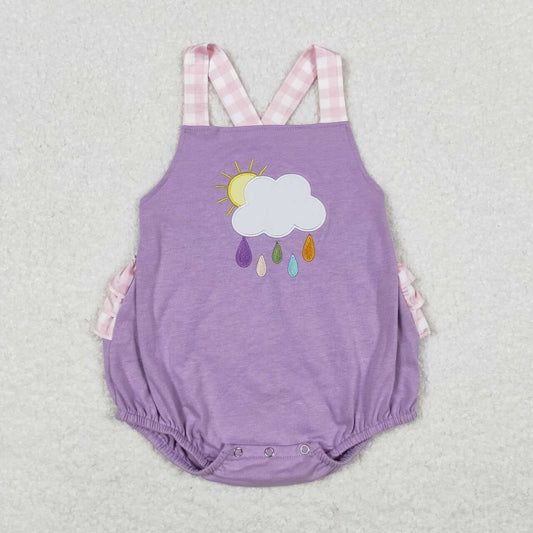 SR1071 Sunshine Rain Embroidery Baby Girls Summer Bubble Romper