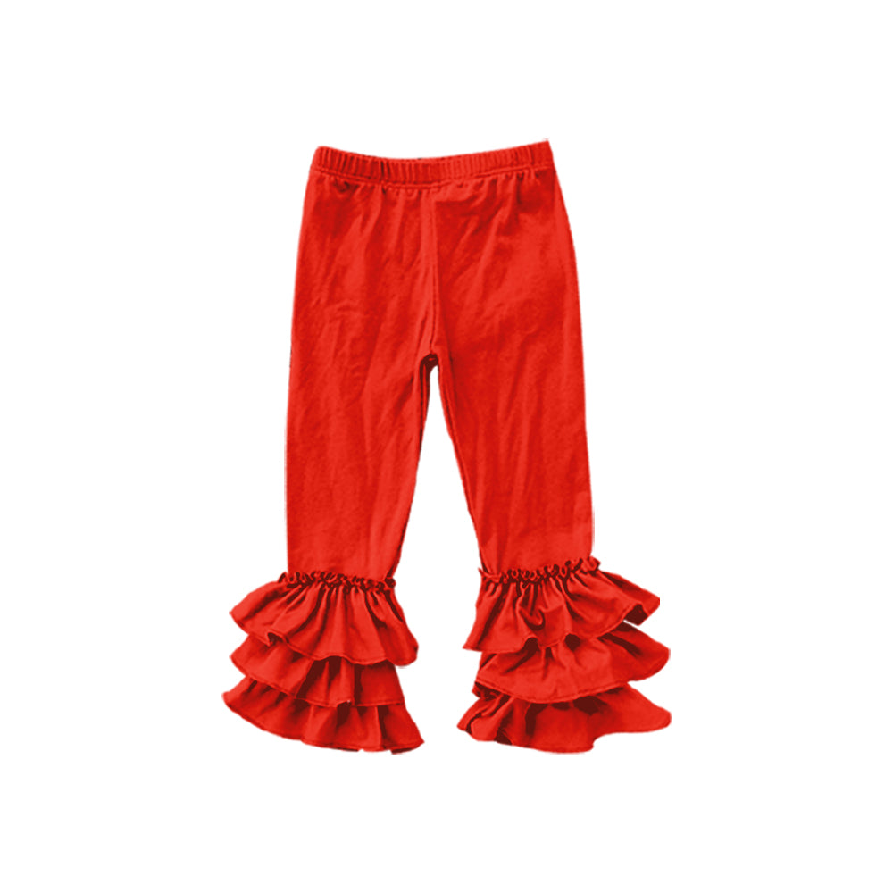 (Custom Design MOQ 5) Red Girls Ruffles Legging Pants