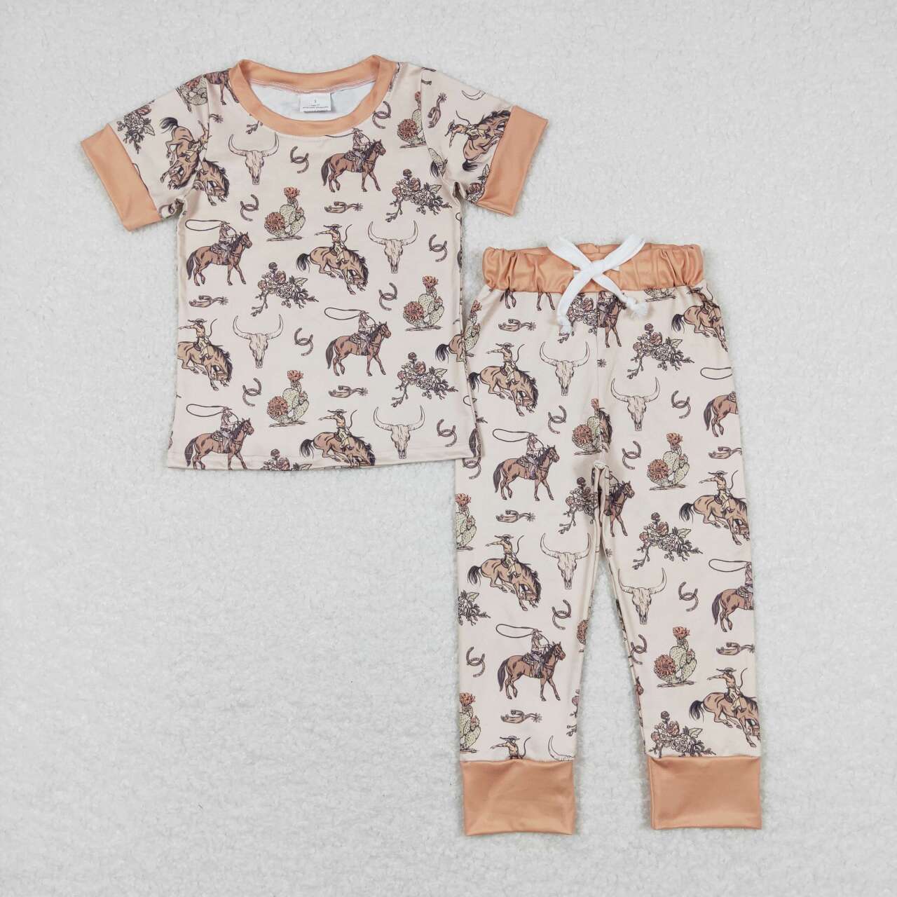 5 Colors Rodeo Western Print Kids Pajamas Clothes Set