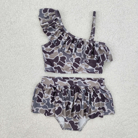 S0078 Camo Print Girls Summer 2 Pieces Swimsuits