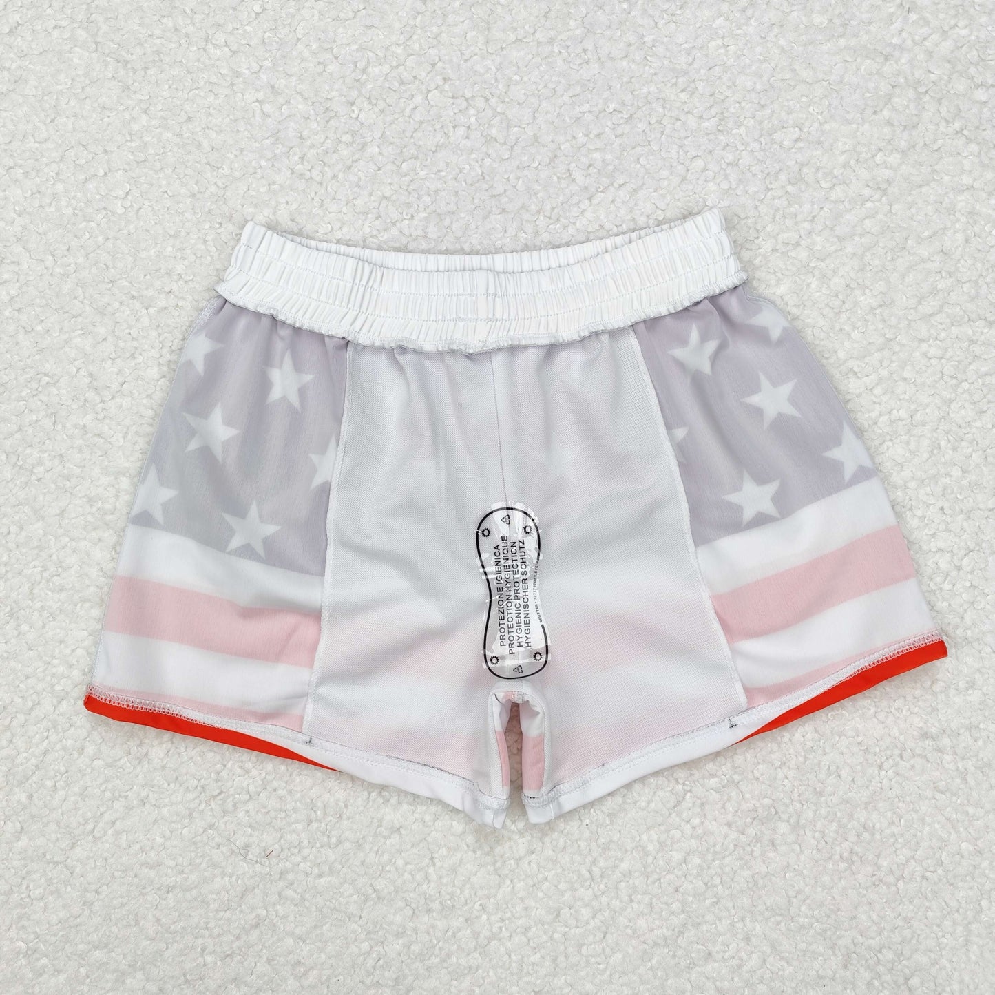 S0188 Star Stripes Print Boys 4th of July Swim Trunks